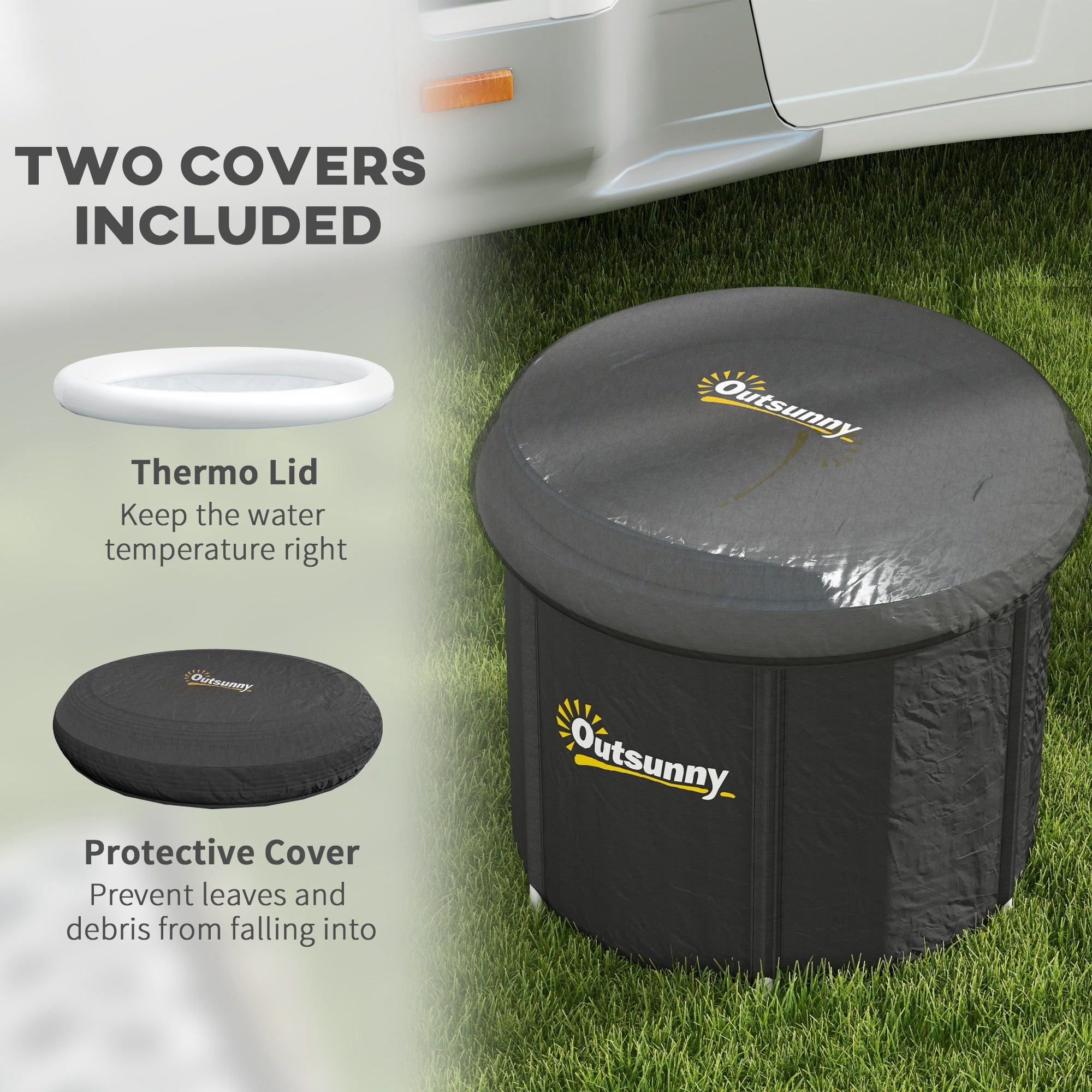 Portable Ice Bath with Thermo Lid for Athlete Recovery & Muscle Therapy (Black)