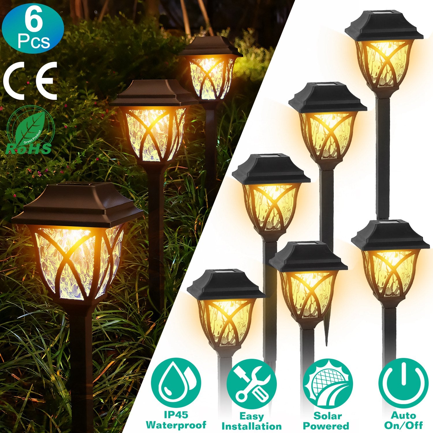 Elegant Solar Garden Stake Lights Waterproof Pathway Decor Glow