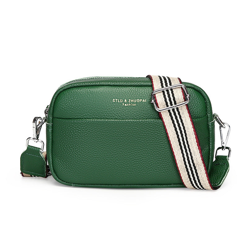Top Layer Cowhide Small Square Bag Fashion Simple Shoulder Messenger Bag