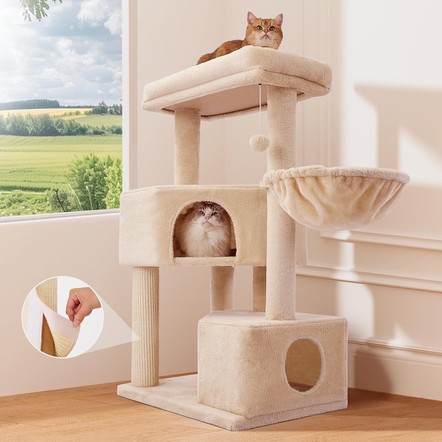 Premium Large Cat Tree Heavy Duty Tower with Scratch Post Perch