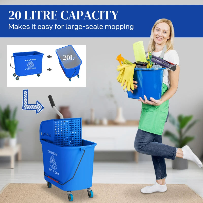 Compact Mop Bucket with Wringer & Wheels 21 Quart Cleaning Bucket