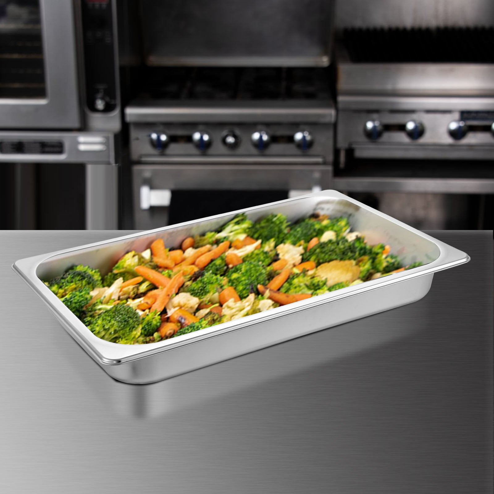 6 Pack Full Size Stainless Steel Steam Table Pans 8.5L Deep Set
