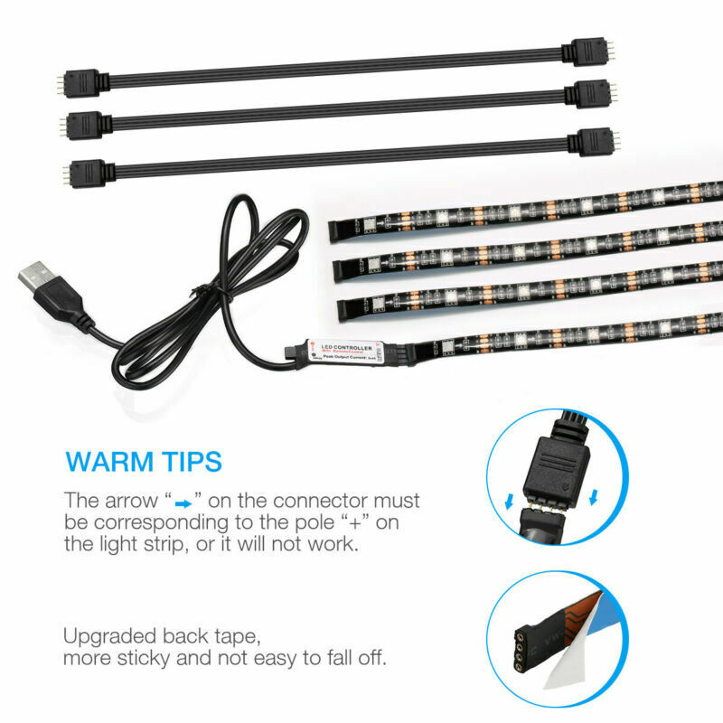4x50CM USB RGB LED Strip Lights Kit with Remote for TV Background