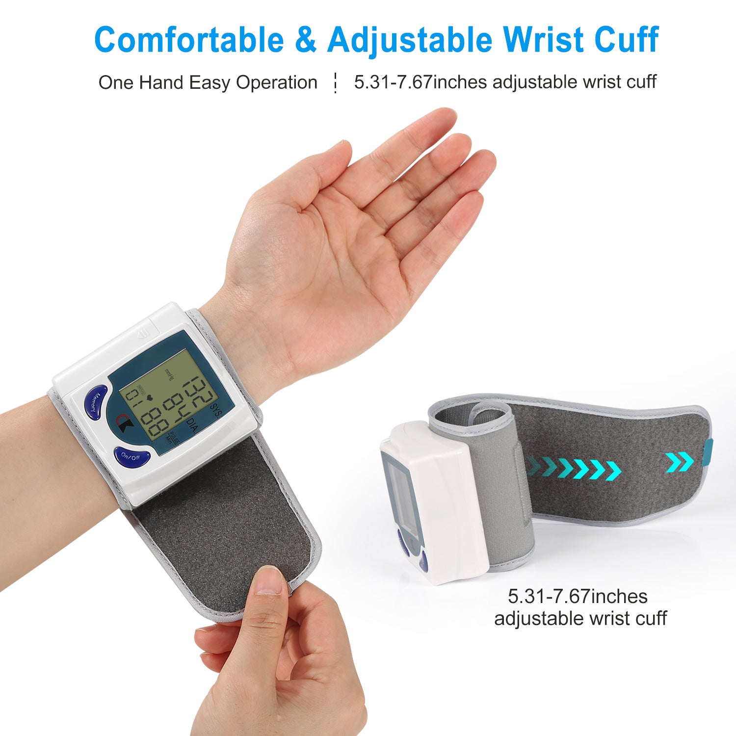 Wrist Blood Pressure Monitor Digital LCD Heart Rate Tester