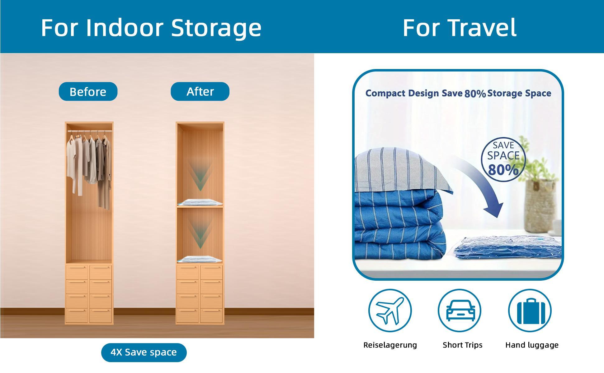 10pcs Vacuum Storage Bags Set with Pump Space Saving Organizer