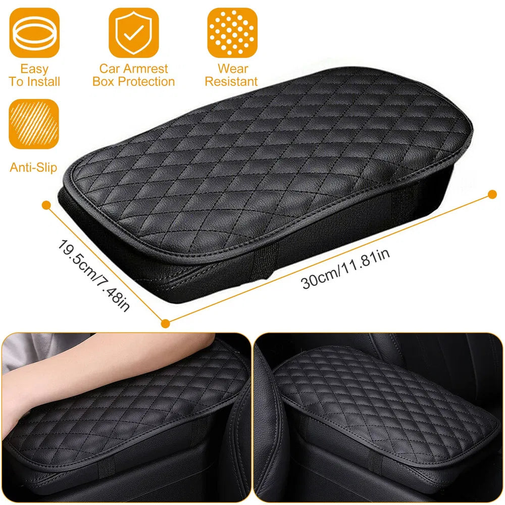 Car Armrest Pad Cover PU Leather Anti-Slip Center Console Cushion
