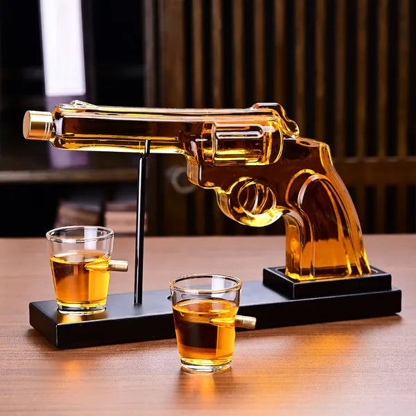 Premium Whiskey Gun Decanter Set Unique Gift for Men & Dad