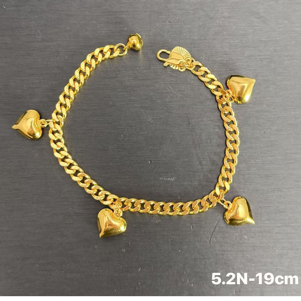 Elegant 24K Gold Filled Heart Bracelet for Women Romantic Gift