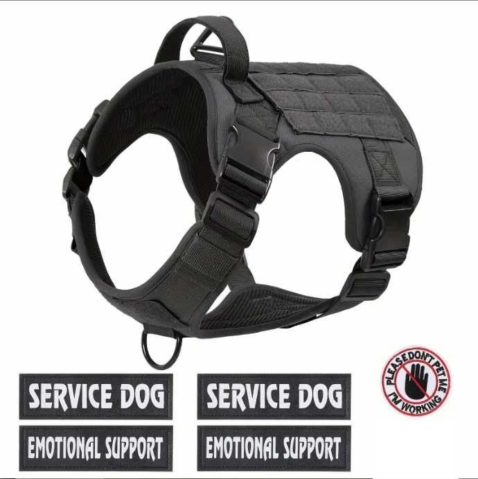Tactical Service Dog Harness Vest with Reflective No-Pull Design
