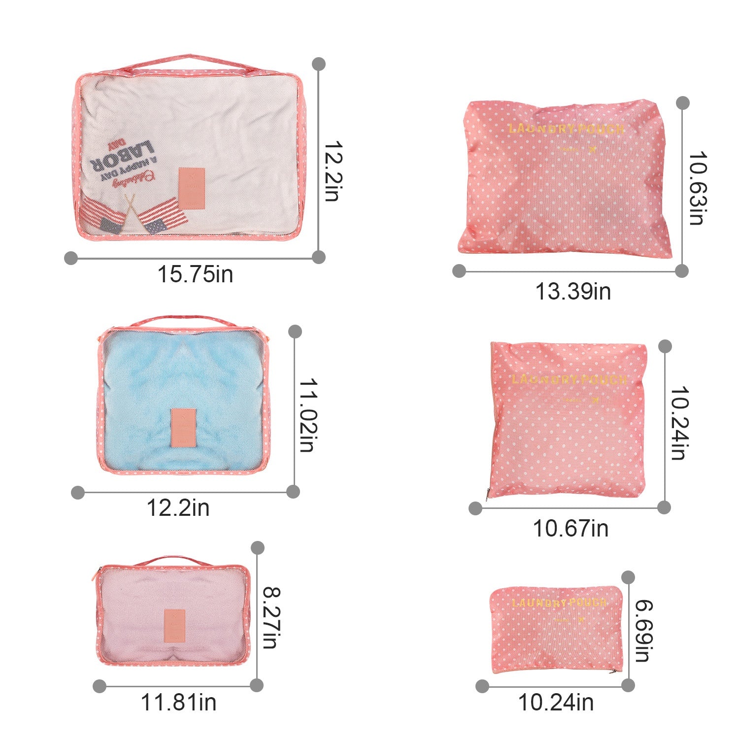 9Pcs Travel Packing Cubes Set Clothes Storage Organizer Bags
