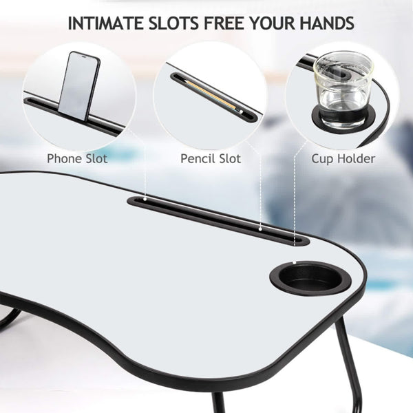 Premium Foldable Laptop Desk with Cup Holder for Home & Travel