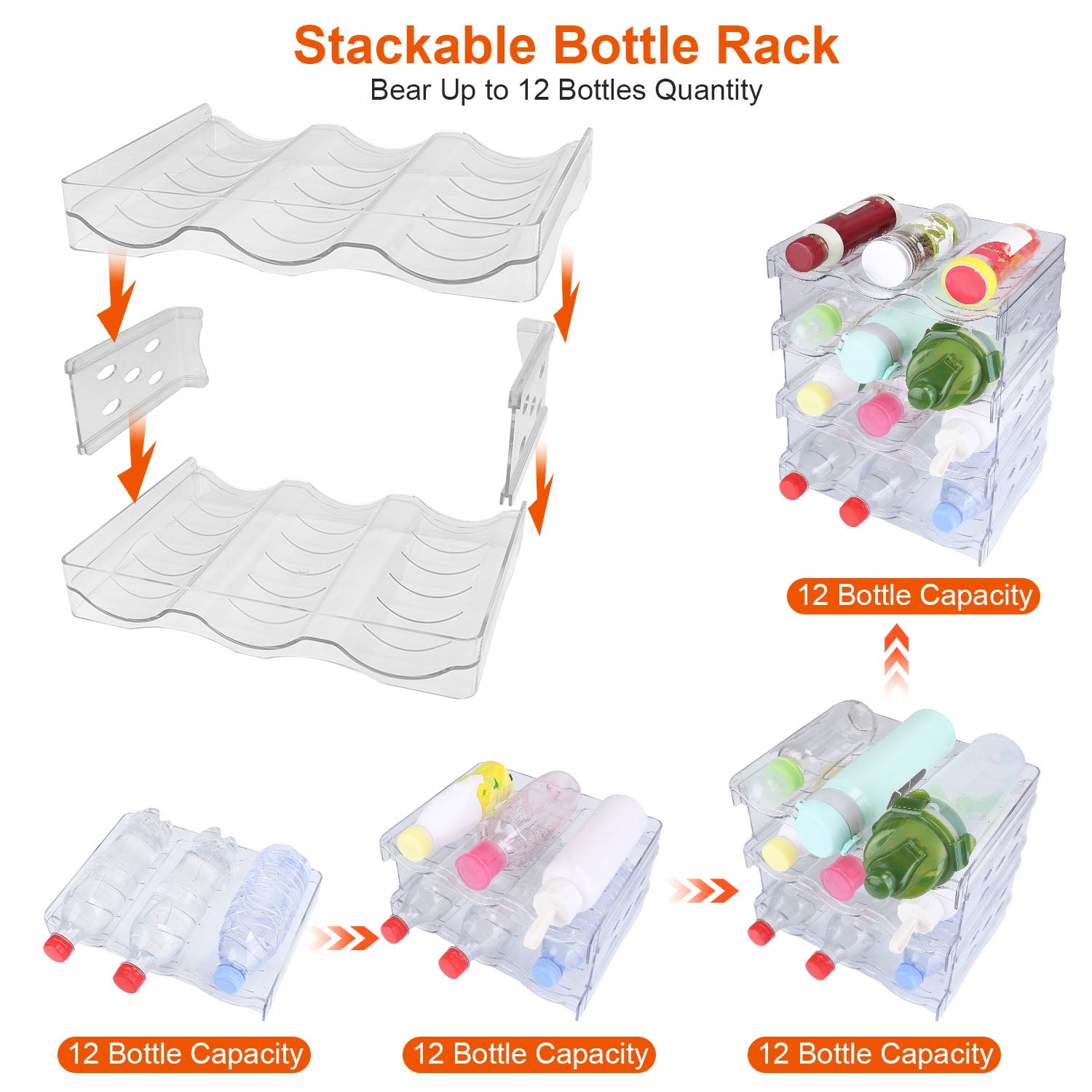 4 Tier Bottle Storage Holder 12 Bottles Stackable Organizer