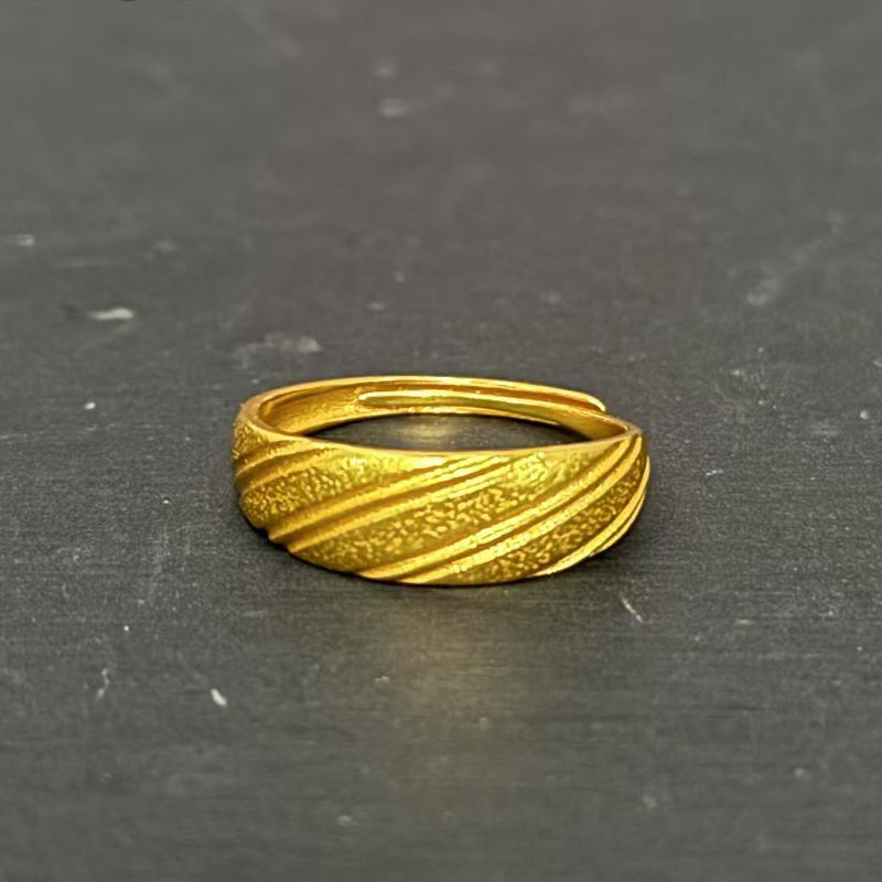 Luxury 24K Gold Dome Croissant Band Ring – Elegant Statement