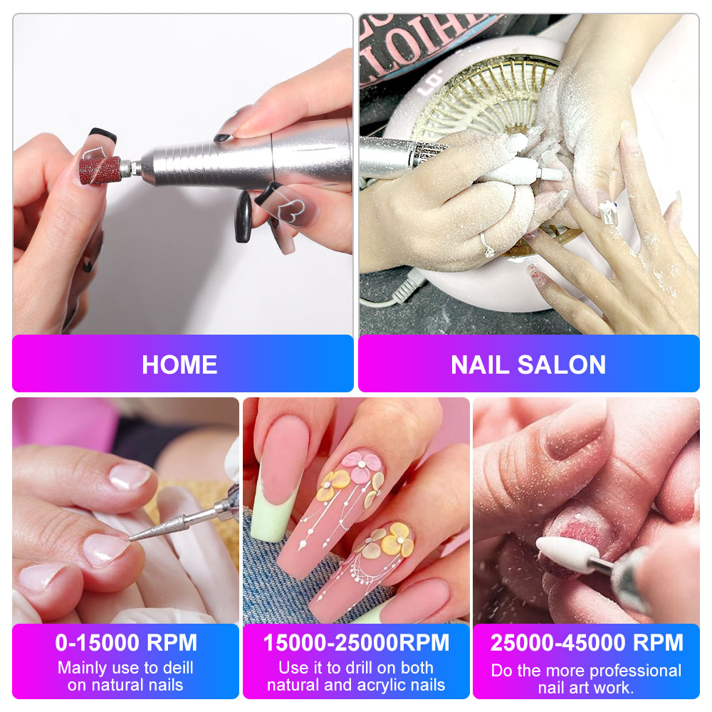 Professional 45000RPM Cordless Rechargeable Electric Nail Drill Machine