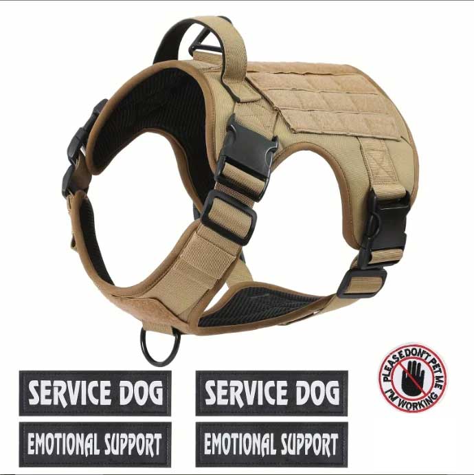 Tactical Service Dog Harness Vest with Reflective No-Pull Design