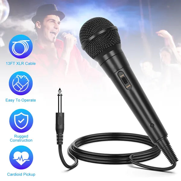 Handheld Wired Microphone Cardioid Dynamic Vocal Mic 13ft Cable