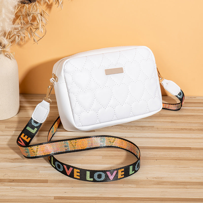 All Matching Casual Heart Embroidered Bag Stylish Women Shoulder Handbag
