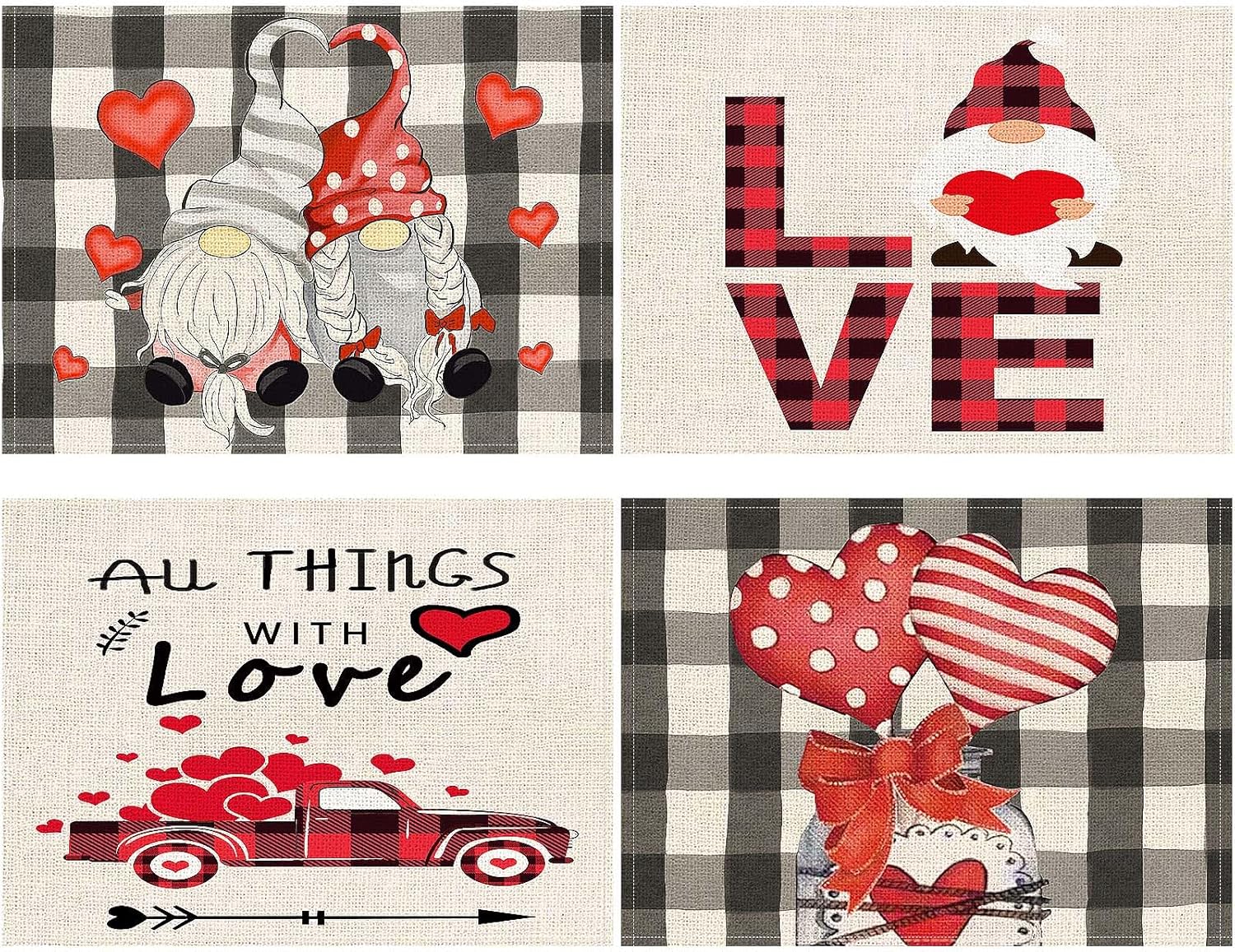 Valentine’s Day Gnome Placemats Set of 4