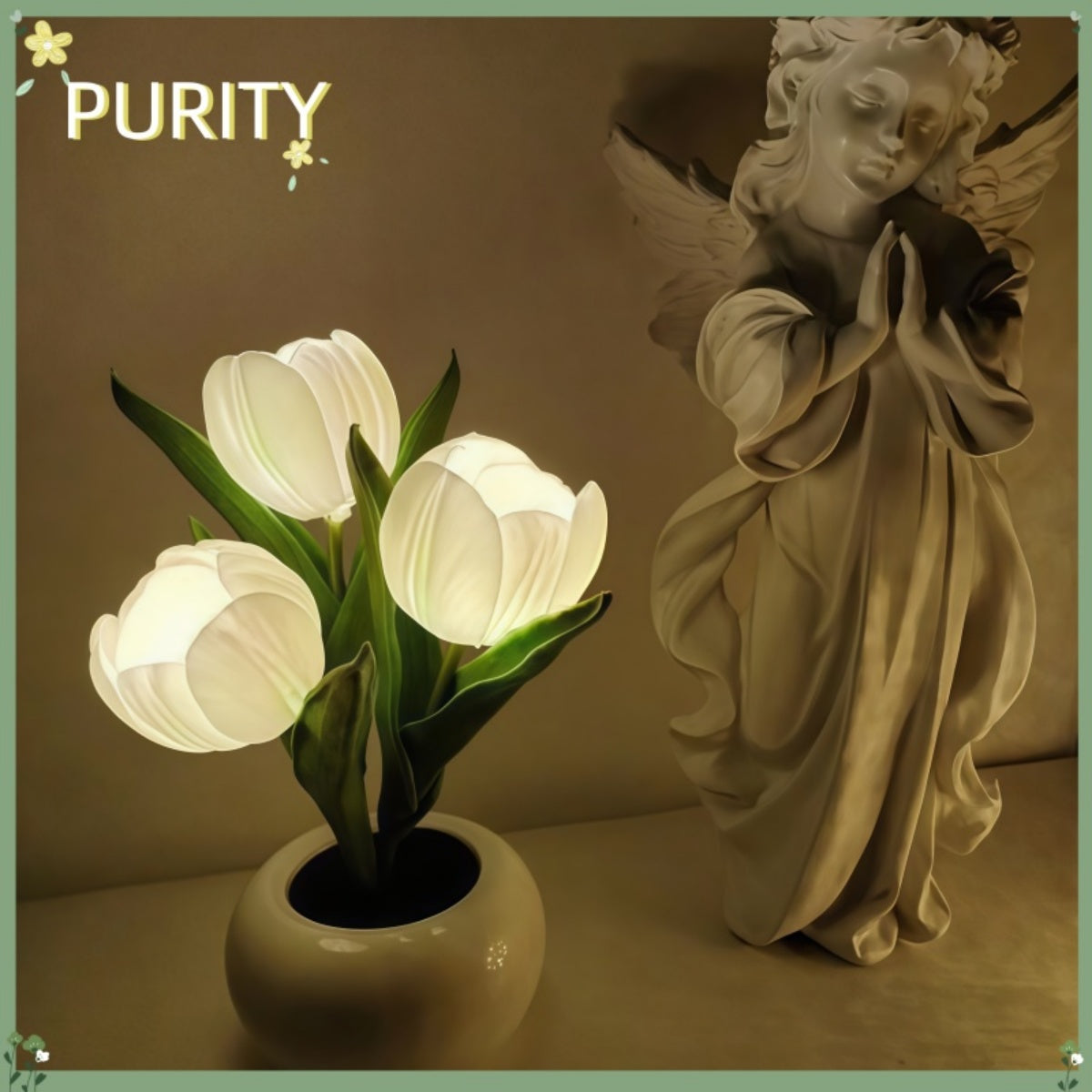 Tulip LED Table Lamp USB Dimmable Flower Vase Night Light