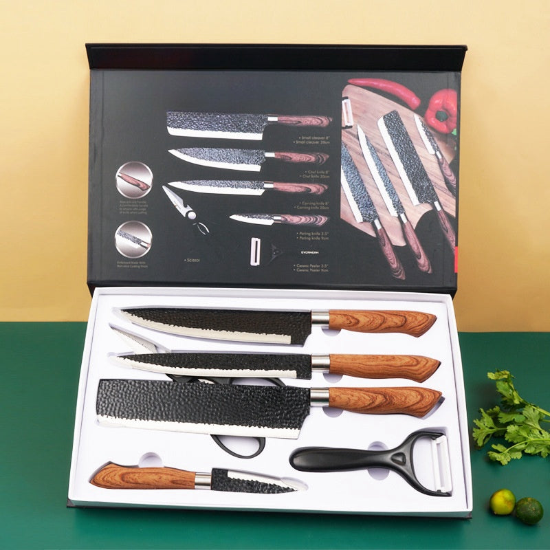6PCS Kitchen Knife Set Stainless Steel Chef Knives Gift Case