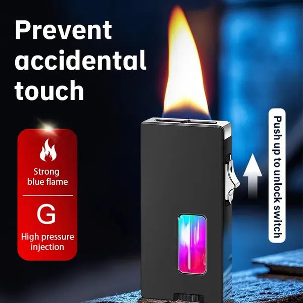 Premium Dual Flame Lighter Windproof Jet Blue Flame Metal Body
