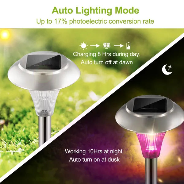 Color Changing Solar Garden Lights Waterproof Pathway Lights 4 Pack
