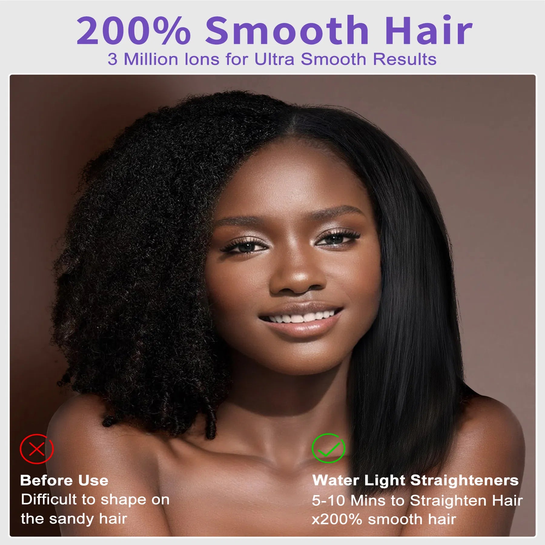 Professional Steam Hair Straightener - Titanium Anti-Frizz Flat Iron