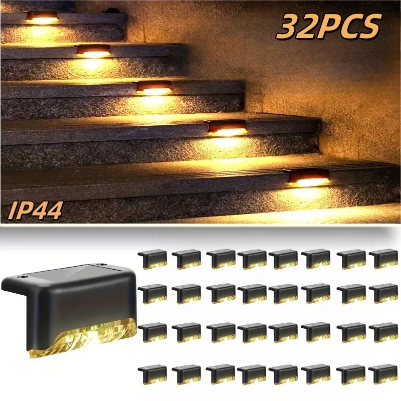 Solar Outdoor LED Step Lights 16/32PCS Garden Pathway Lighting