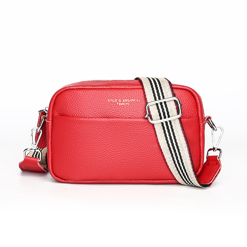 Top Layer Cowhide Small Square Bag Fashion Simple Shoulder Messenger Bag