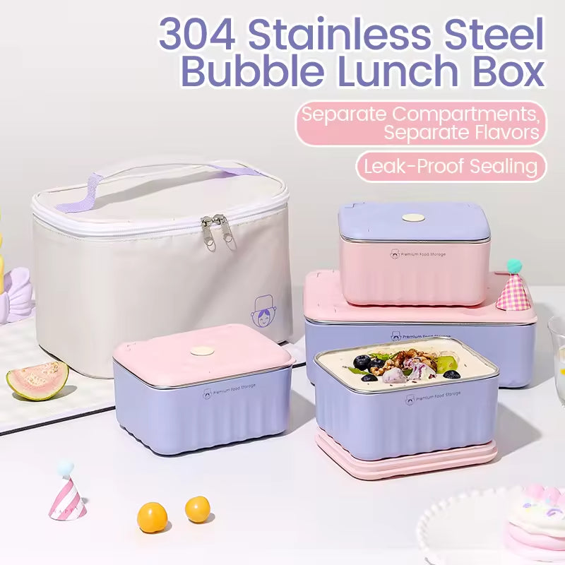 Stainless Steel Food Storage Container Set Purple with Case