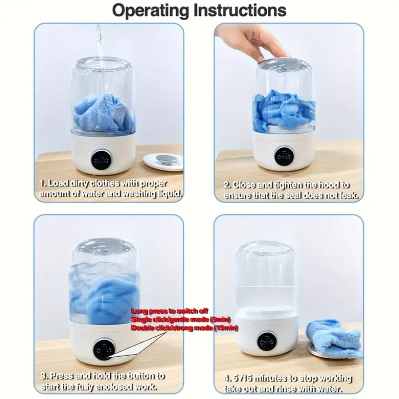 Portable Mini Washer USB Rechargeable Laundry Cup Compact