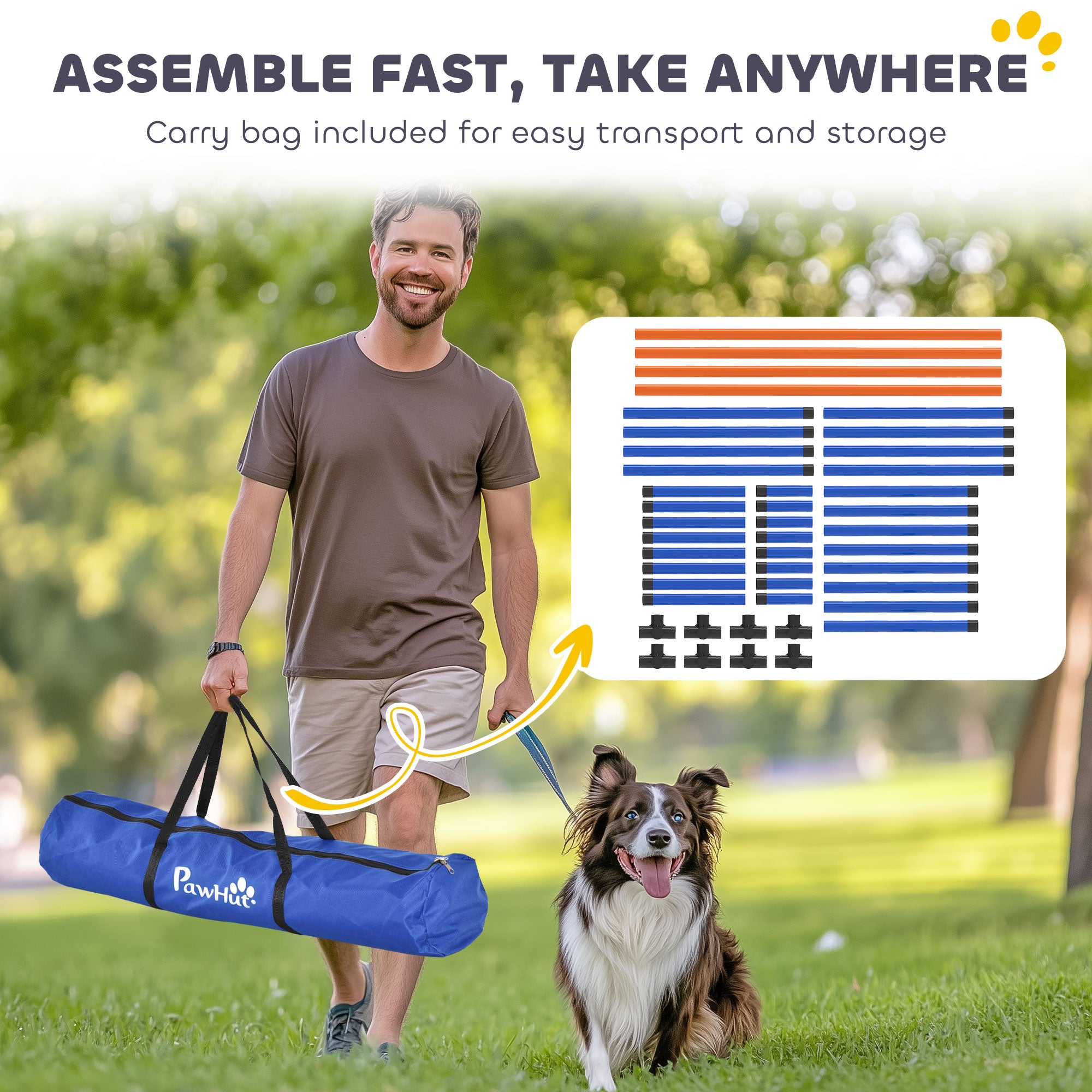 4-Piece Dog Agility Training Set – Adjustable Jump Bar Course for Indoor & Outdoor Use