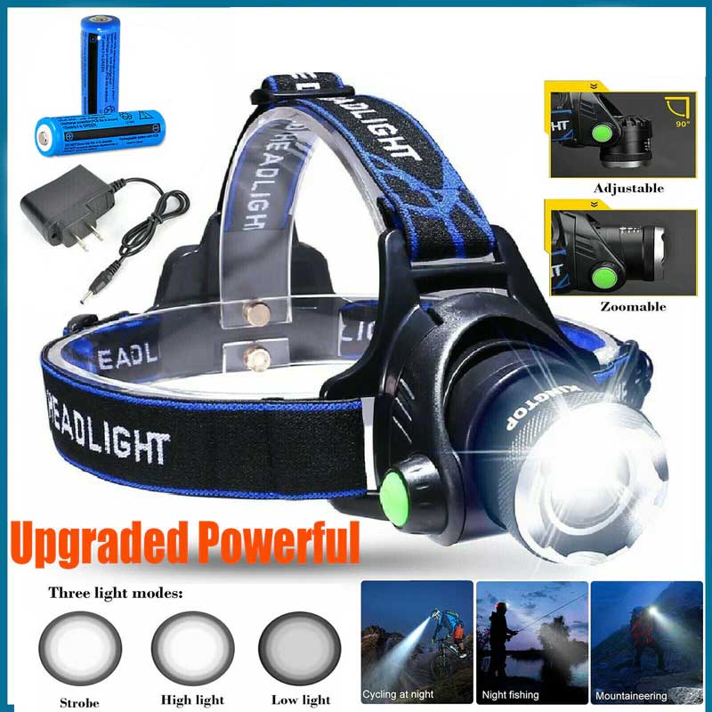 Ultra Bright LED Headlamp Rechargeable Zoom Head Torch Light