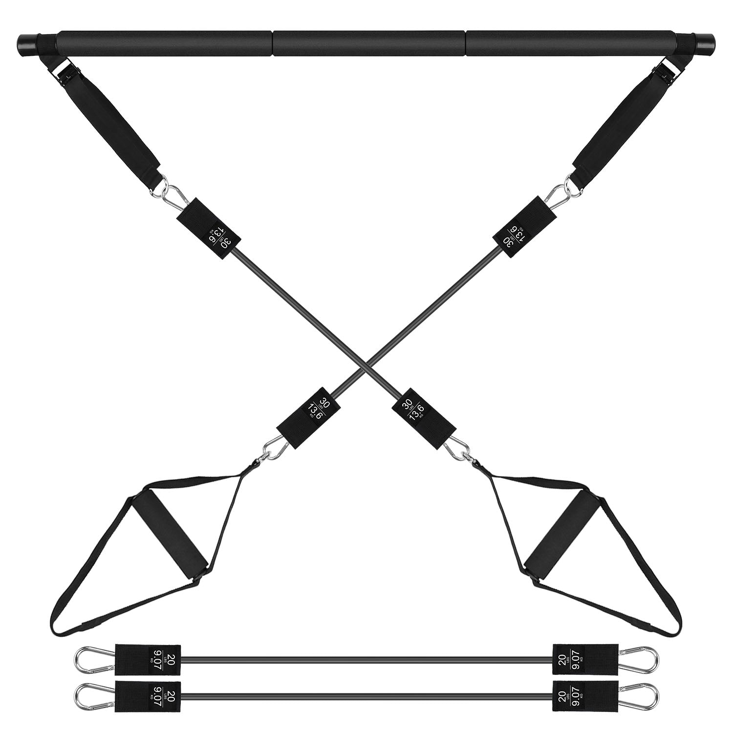 Pilates Bar Kit with Resistance Bands for Full Body Workout Set