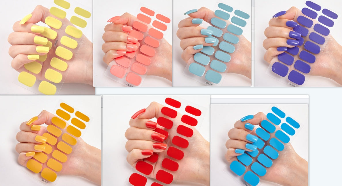 Pure Color 16PCS Nail Stickers for Easy DIY Nail Art