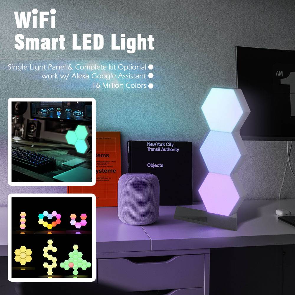 Smart LED Hexagon Light Panels App Control Ambient Lighting