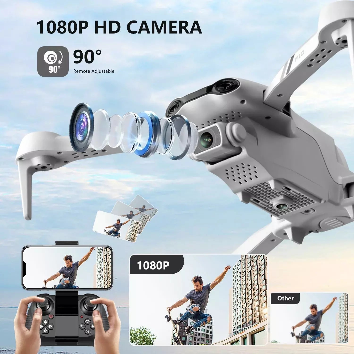 F10 Foldable Drone 1080P WiFi FPV Camera RC Quadcopter