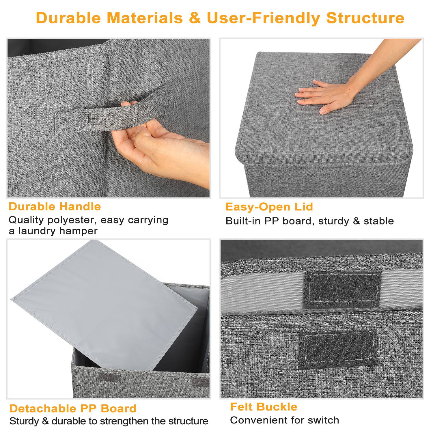 Foldable Laundry Hamper with Lid and Handles Storage Organizer