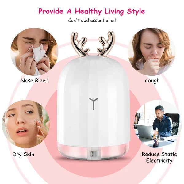 Ultrasonic Cool Mist Humidifier 220ml LED Air Diffuser