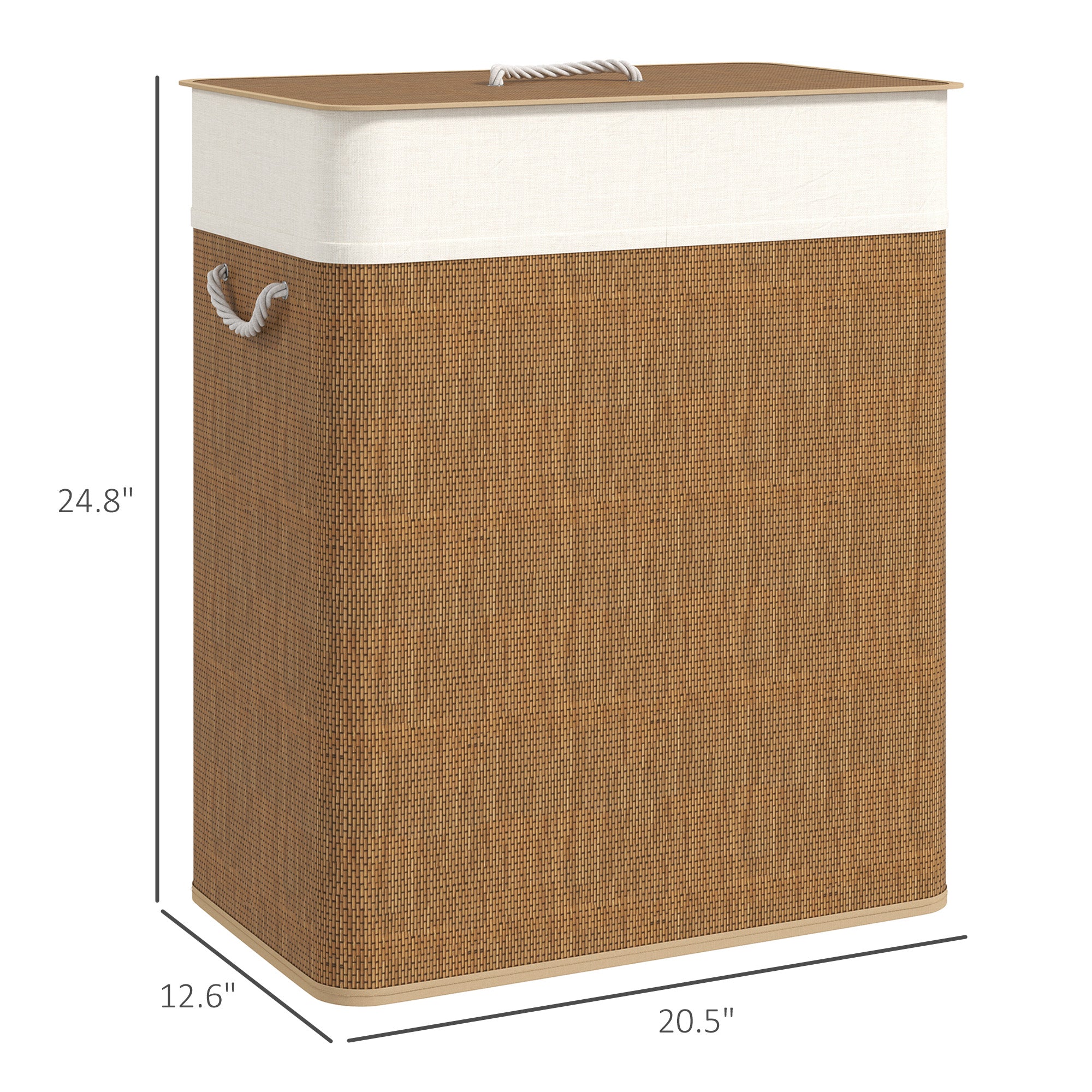 Double Bamboo Laundry Hamper With Lid Organizer Basket