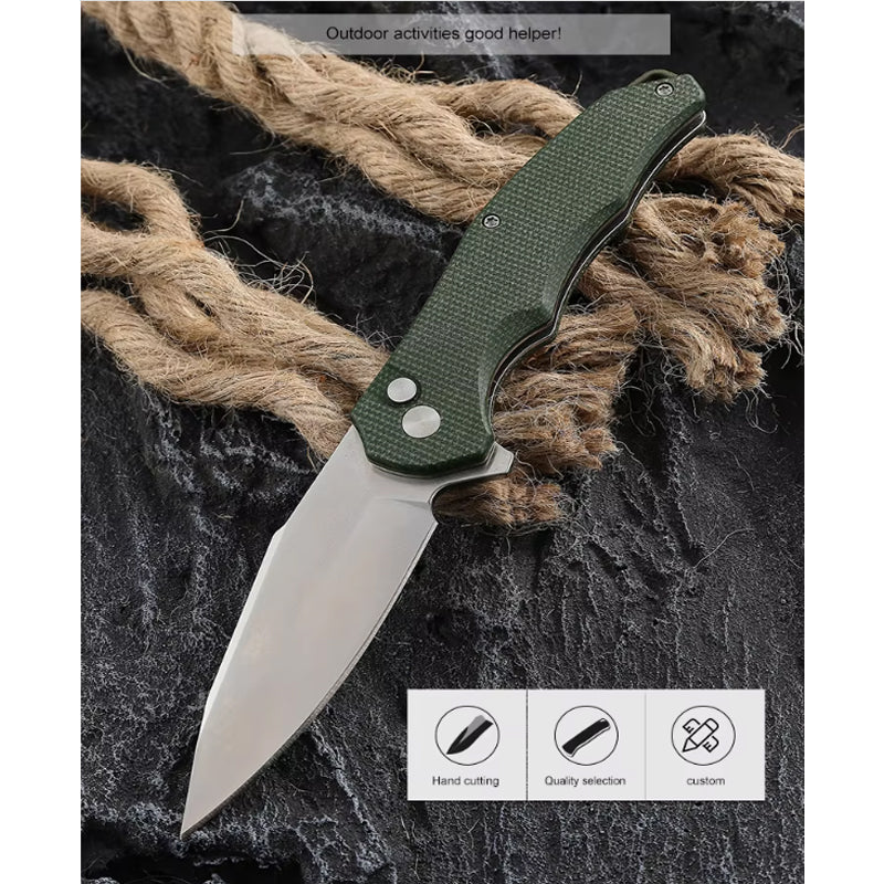 Premium Folding Pocket Knife with G10 Handle and Stainless Steel Blade