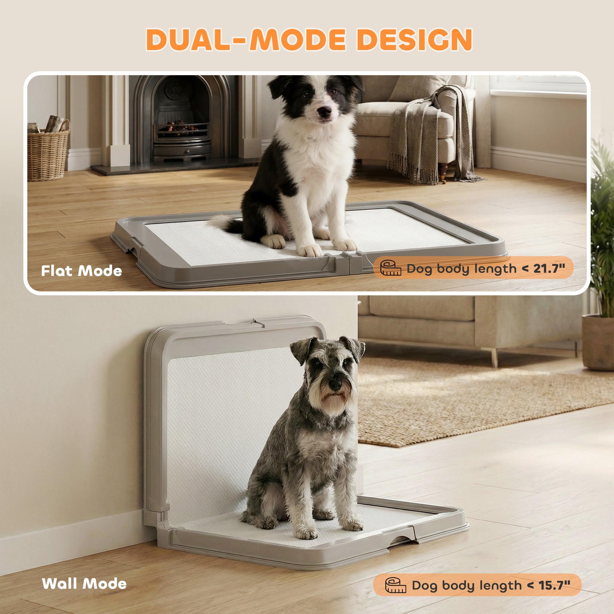 Foldable Dog Pee Pad Holder Tray – Indoor Dog Potty Training Toilet with Raised Wall Design