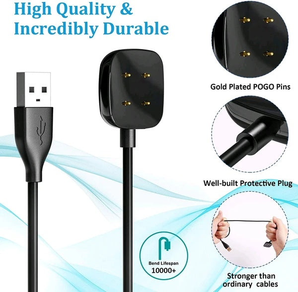 Wireless Charger Dock for Sense Versa 3 4 Watch USB Cable