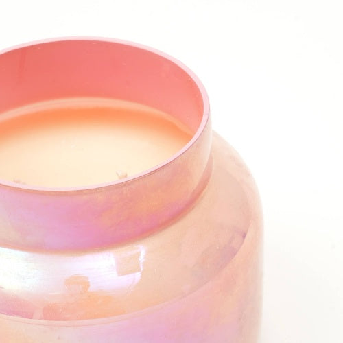 Pink Lustre Scented Candle Jar Elegant Fragrance Decor