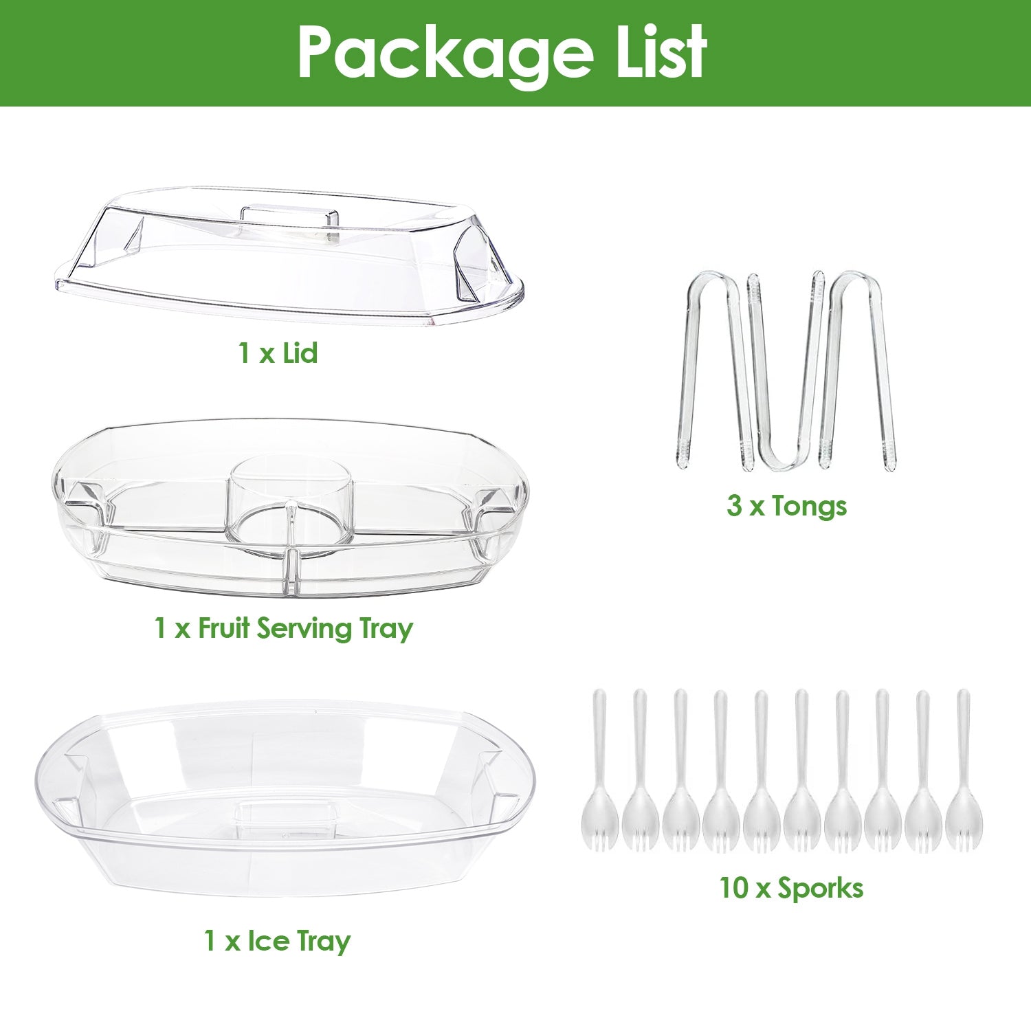 Chilled Serving Tray with Lid & Ice Base – 4 Compartments Set