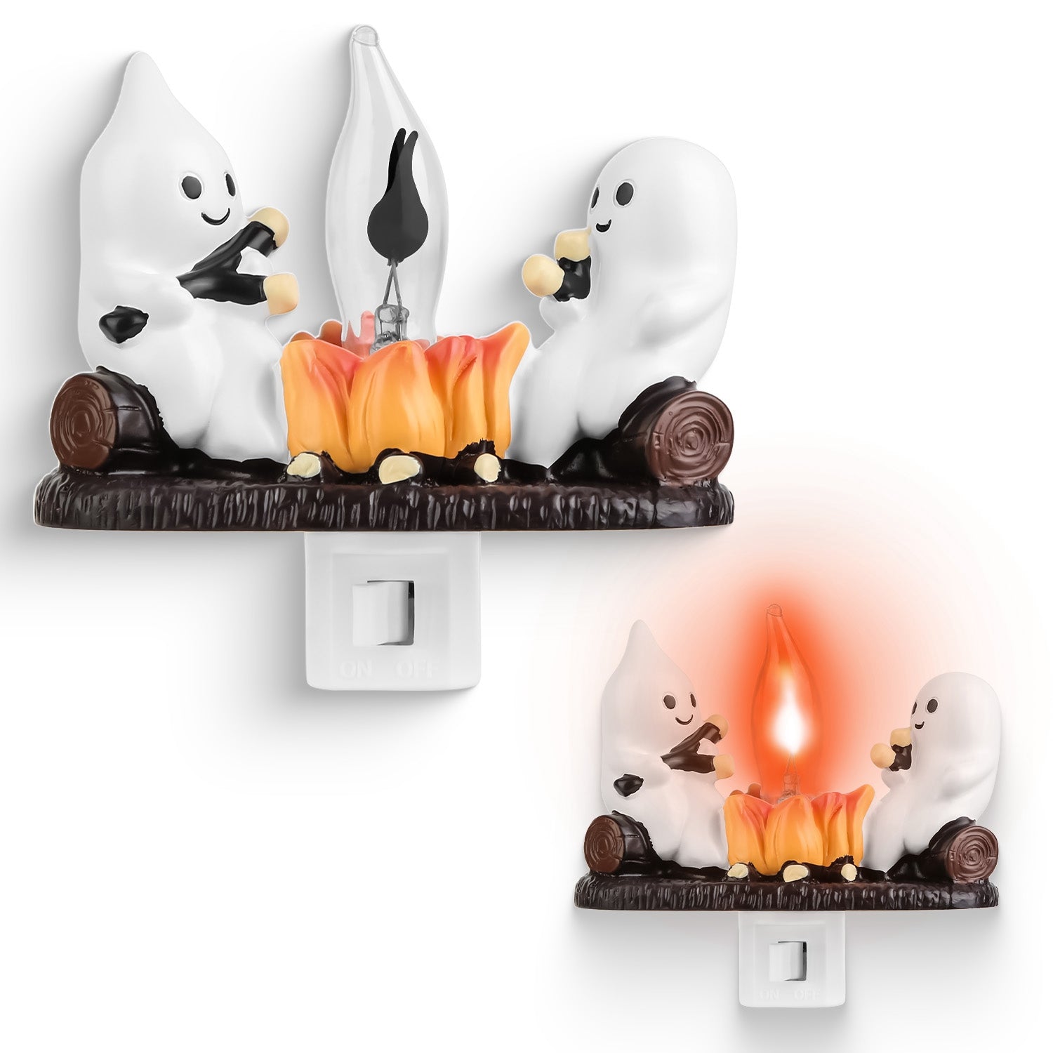 Ghost Campfire Night Light Flickering Flame Halloween Decor Set