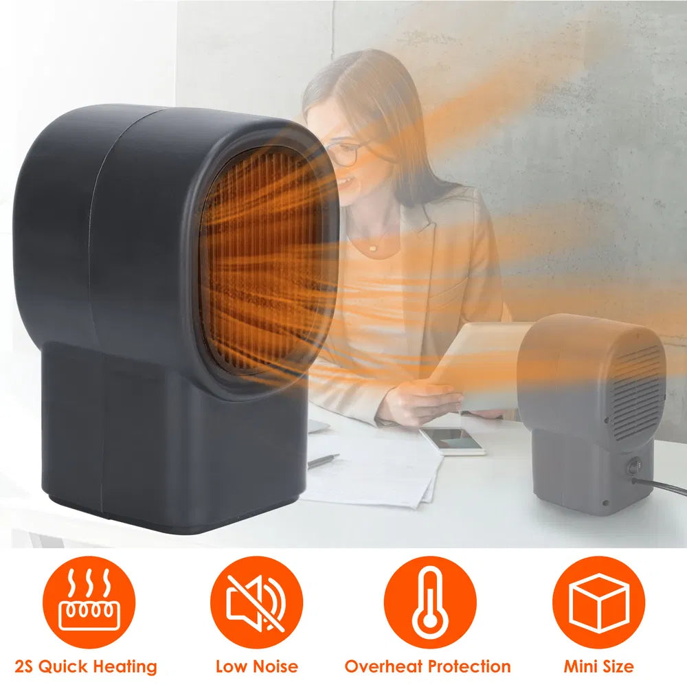 400W Portable Electric Space Heater Mini Desktop Fan