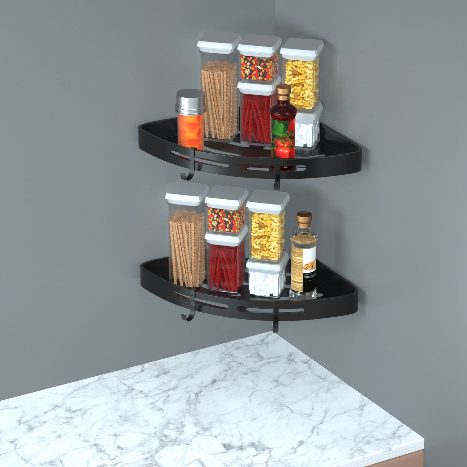 2Pcs Corner Shower Caddy Shelf Adhesive Wall Mounted Storage Rack