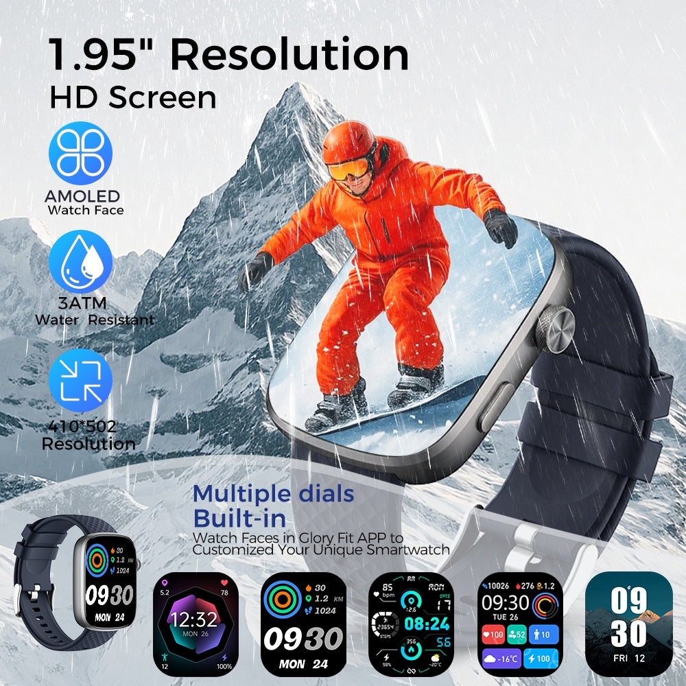 Bluetooth Smart Watch 1.95 HD Heart Rate Sleep Fitness Tracker IP68