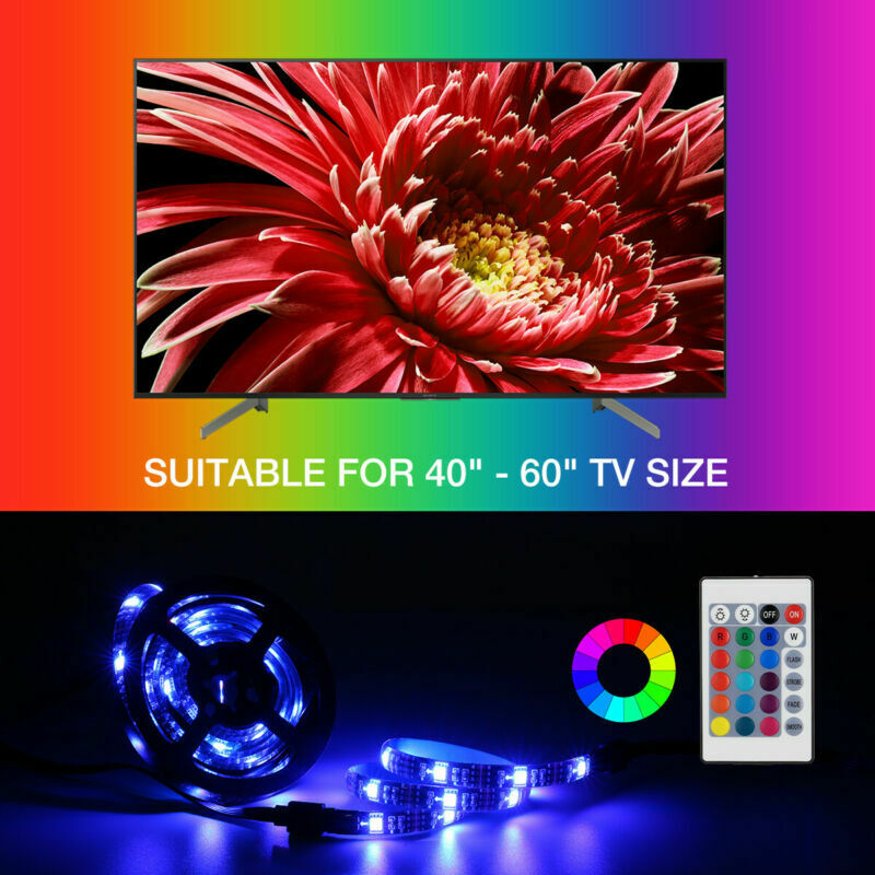4x50CM USB RGB LED Strip Lights Kit with Remote for TV Background